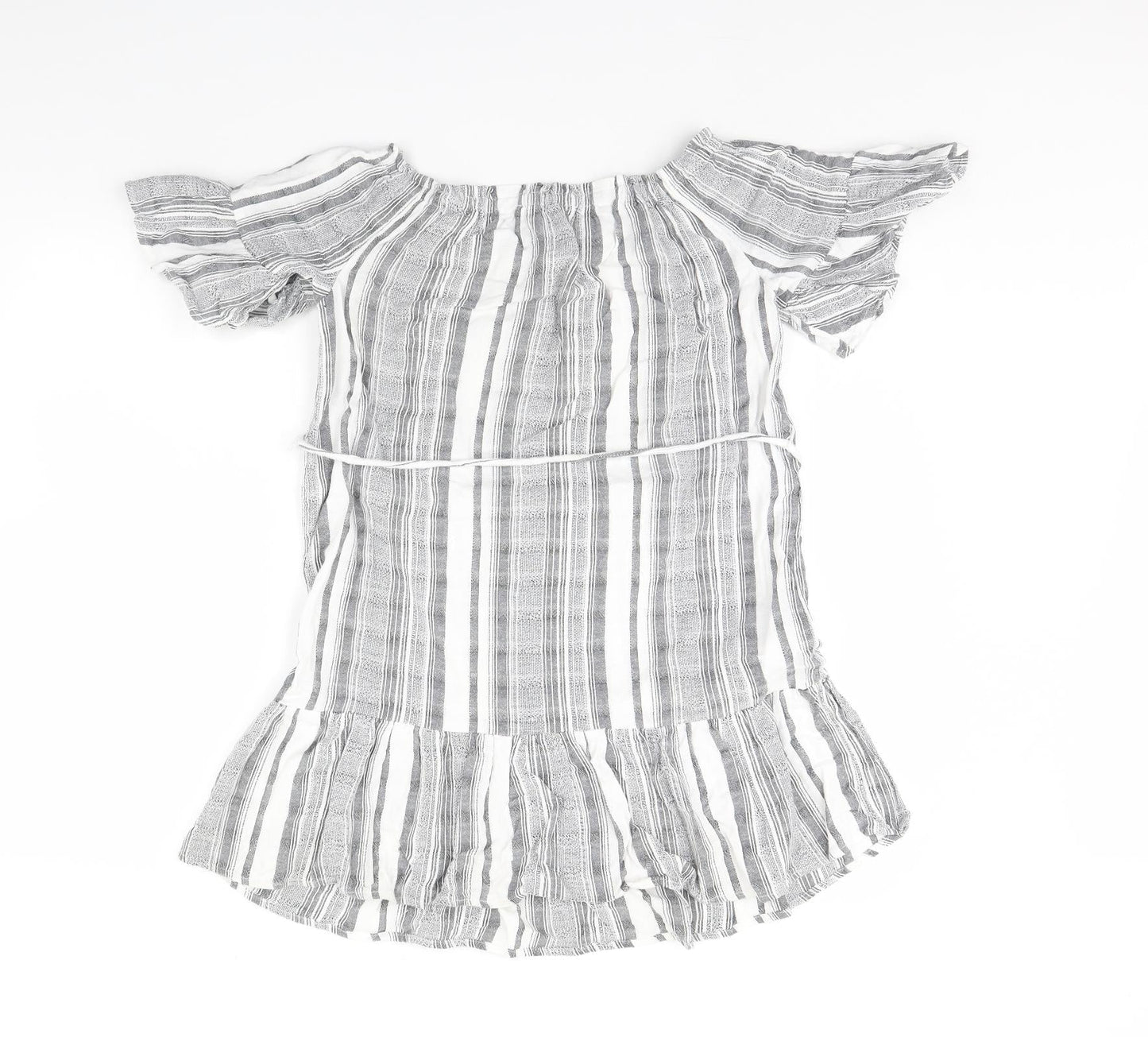 New Look Womens Grey Striped  Basic Blouse Size 8