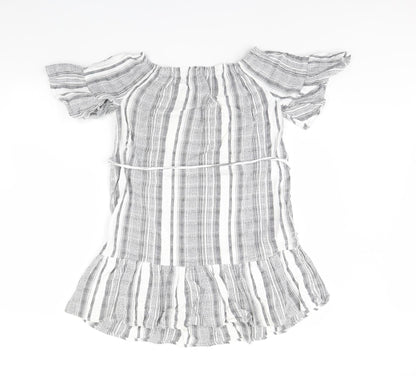 New Look Womens Grey Striped  Basic Blouse Size 8