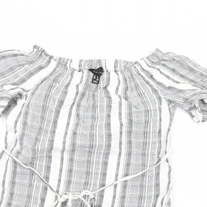 New Look Womens Grey Striped  Basic Blouse Size 8