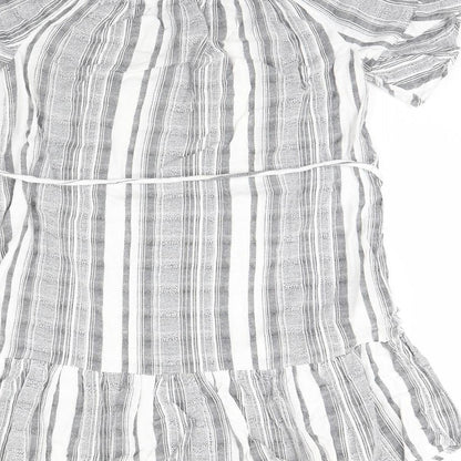New Look Womens Grey Striped  Basic Blouse Size 8