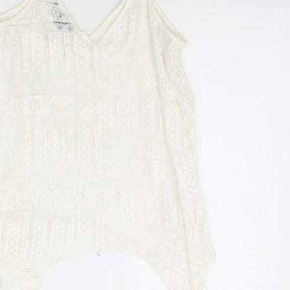 Brand and care label for Atmosphere women’s ivory basic tank, size UK 8