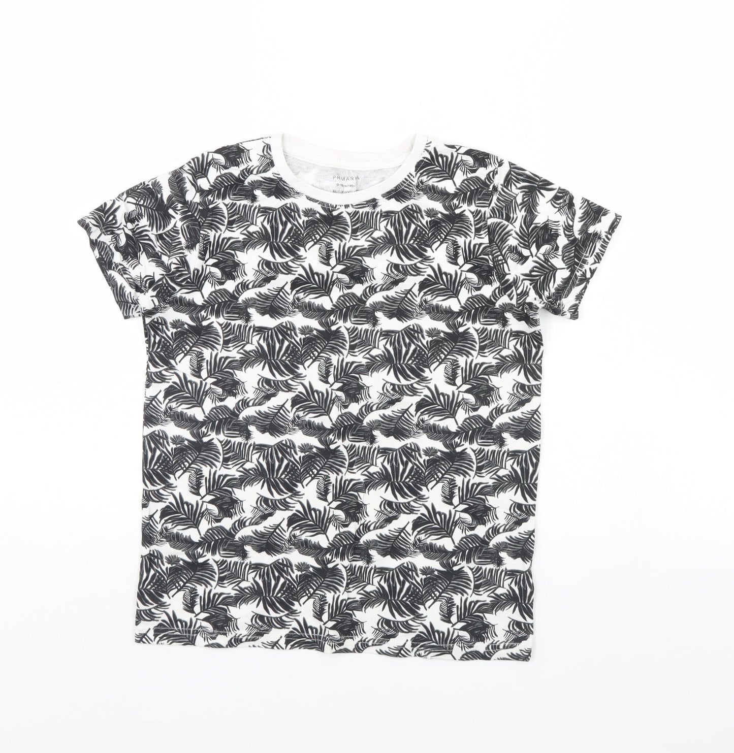 Primark Boys White Floral  Basic T-Shirt Size 9 Years