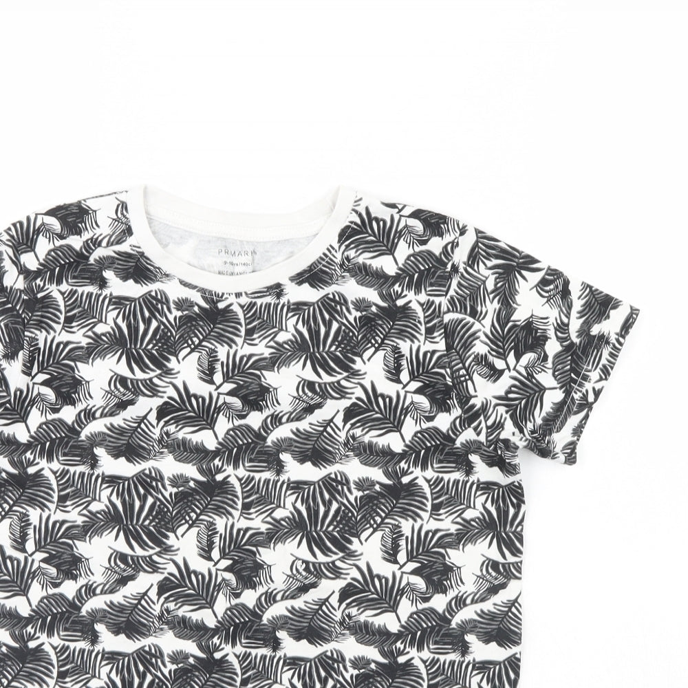 Primark Boys White Floral  Basic T-Shirt Size 9 Years