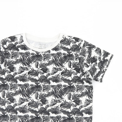 Primark Boys White Floral  Basic T-Shirt Size 9 Years
