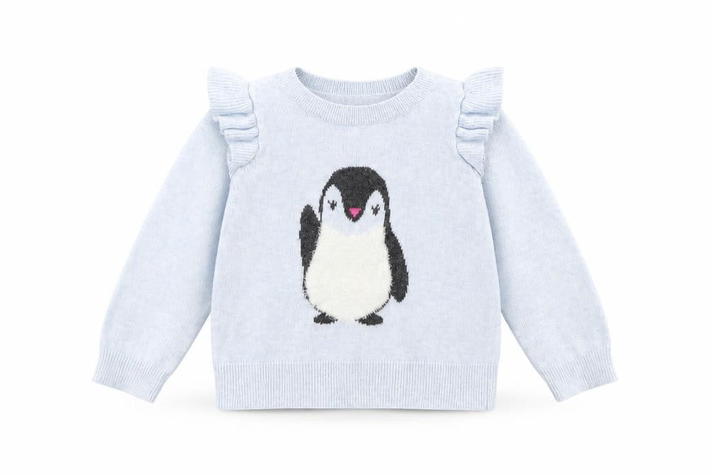 Gap Girls Blue   Pullover Jumper Size 2 Years  - Penguin