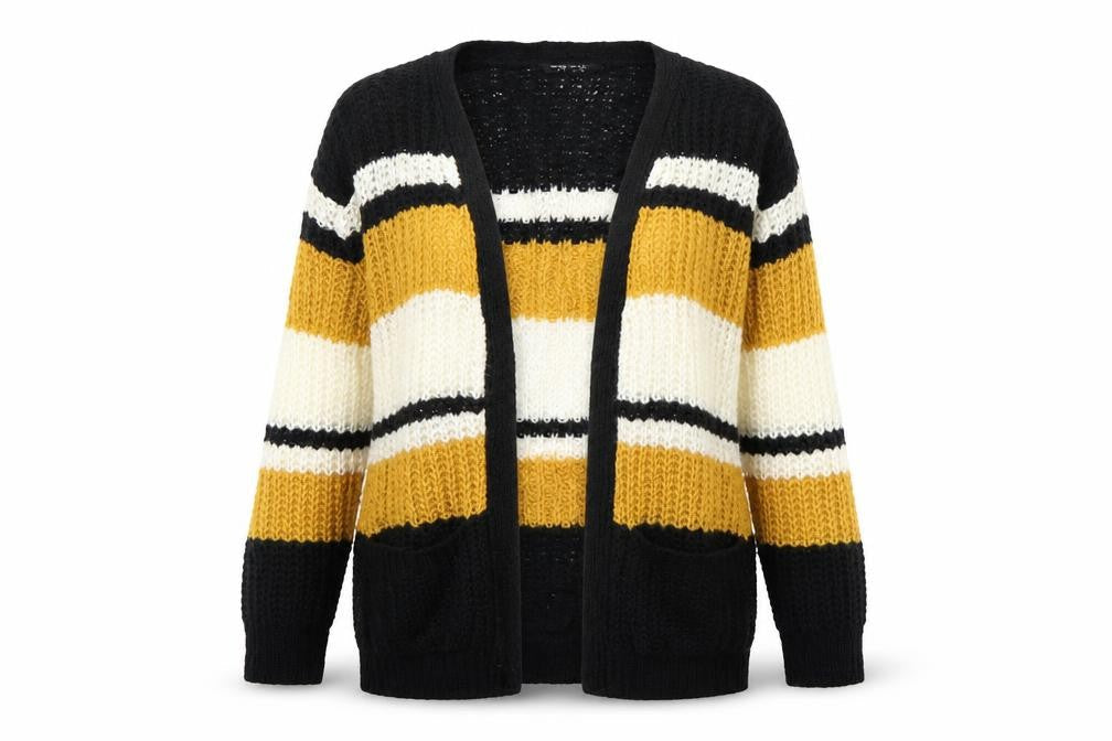 Select Womens Black Striped  Cardigan Jumper Size 10