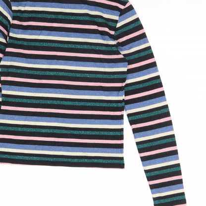 Divided Womens Black Striped  Pullover Jumper Size S