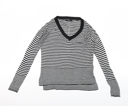 Next Womens Black Striped  Pullover Jumper Size 12