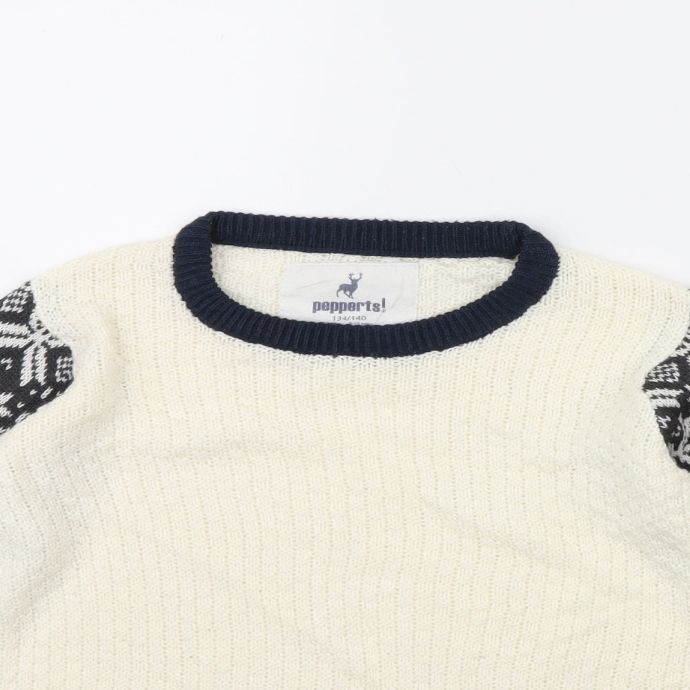 pepperts Boys Ivory   Pullover Jumper Size 8 Years