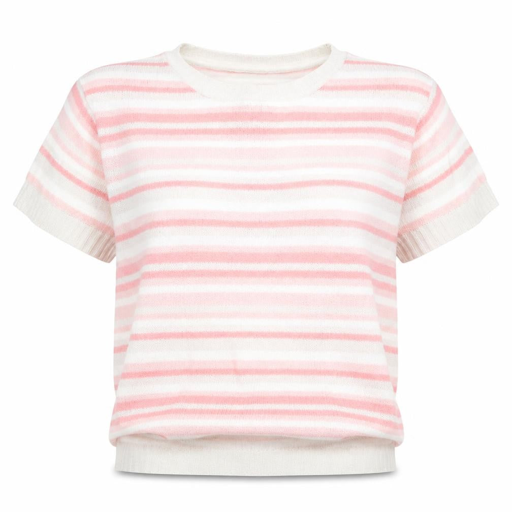 EWM Womens Pink Striped  Pullover Jumper Size M