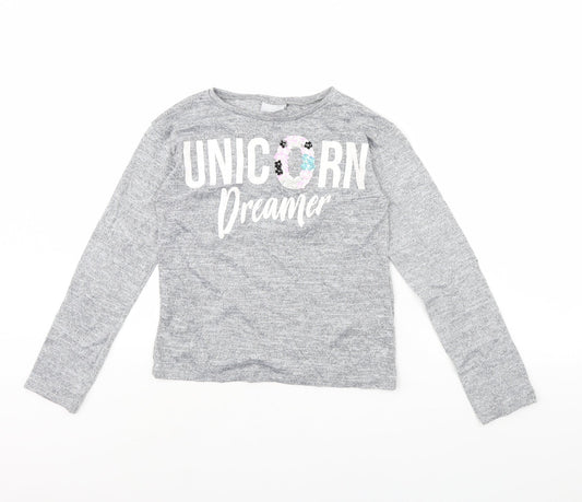 I Love Girls Wear Girls Grey   Pullover Jumper Size 11 Years  - Unicorn