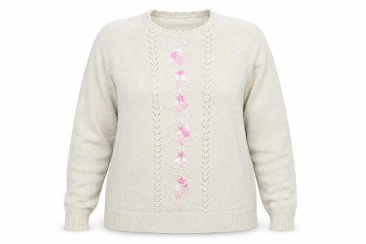 Berkertex Womens Beige Floral  Pullover Jumper Size 16