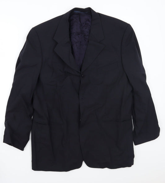 Detail Womens Blue  Ramie Jacket Blazer Size 40