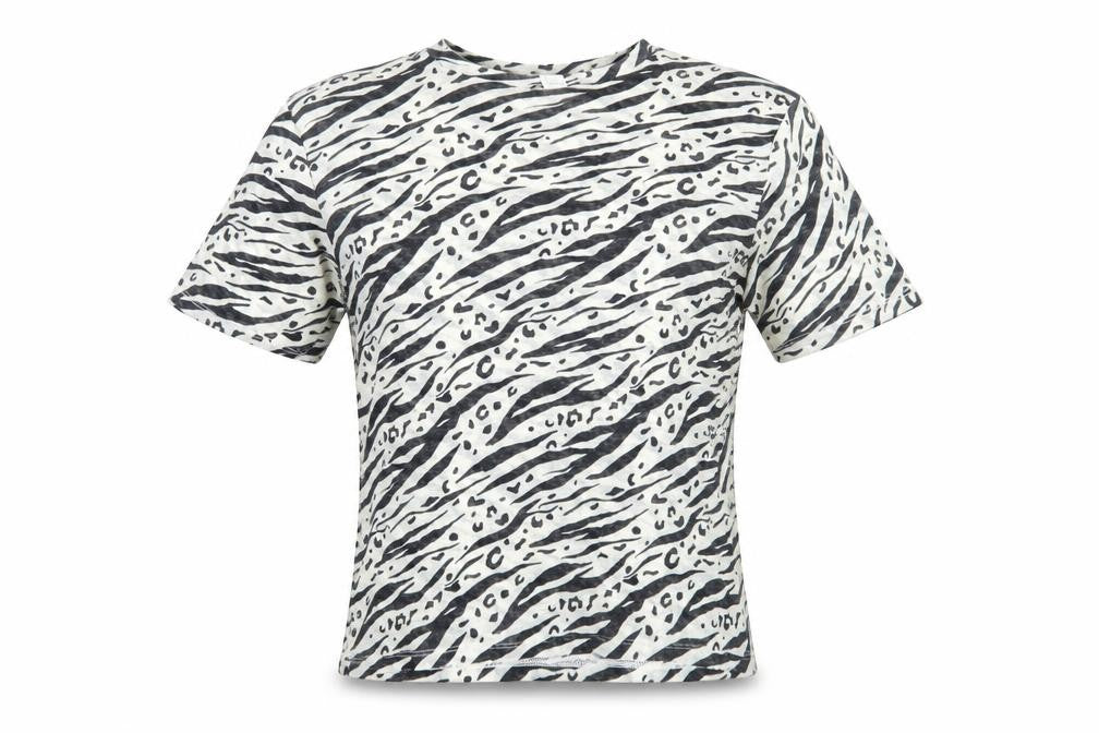 Topshop Womens White Animal Print  Basic T-Shirt Size 8