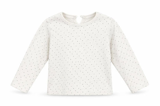 Front view of Primark Baby White Polka Dot Basic T-Shirt, size 18-24, Months