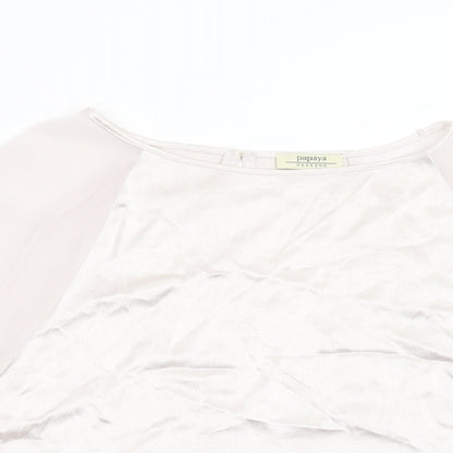 Close-up detail of Papaya women’s silver basic blouse, size UK 10