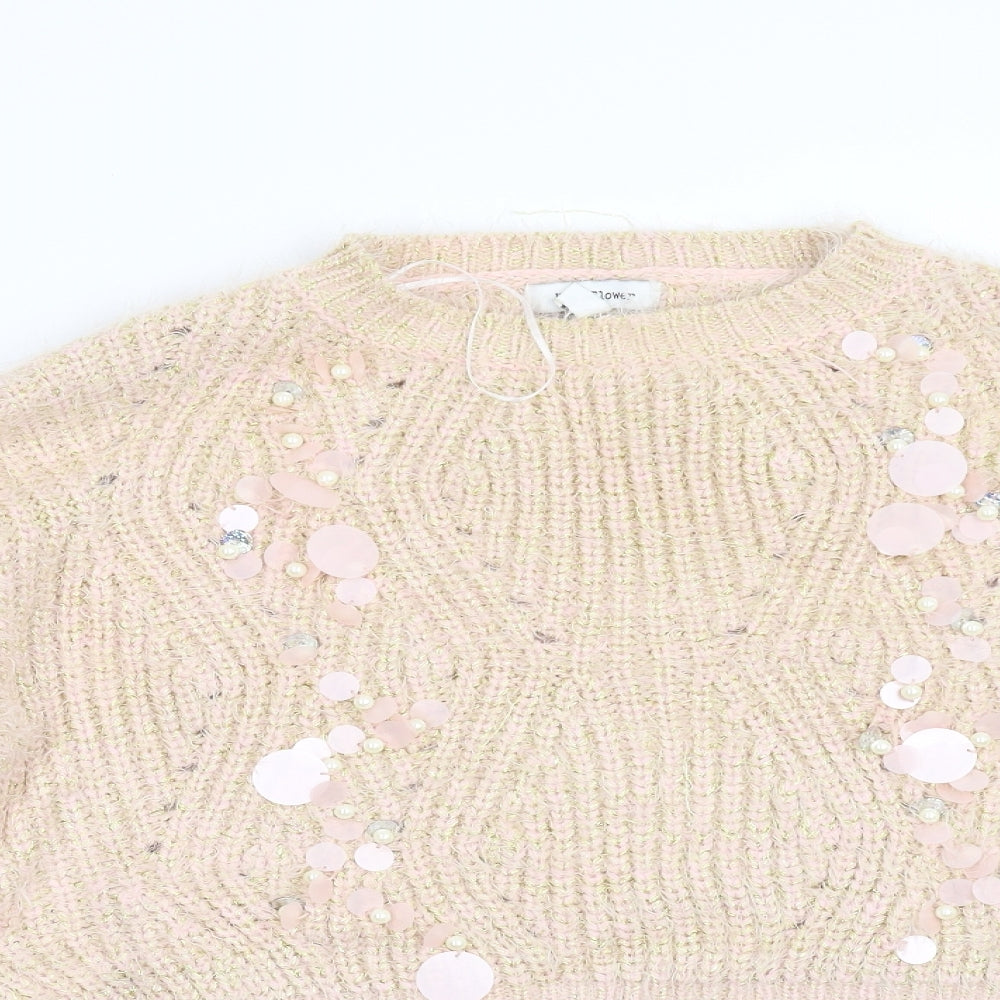 Wild Flower Womens Pink  Knit Pullover Jumper Size M