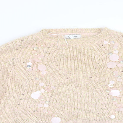 Close-up detail of Wild Flower women’s pink knit jumper, size M