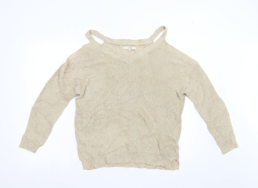 NEXT Womens Gold  Knit Pullover Jumper Size 14