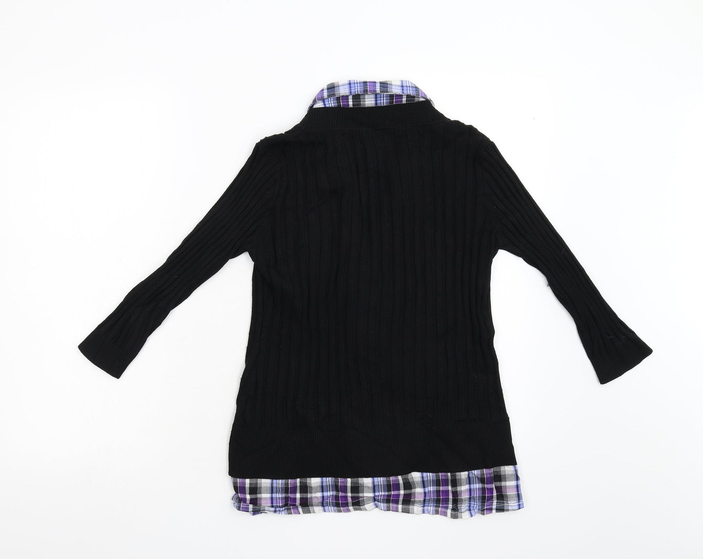 Le Grenier Womens Black Check Knit Pullover Jumper Size S