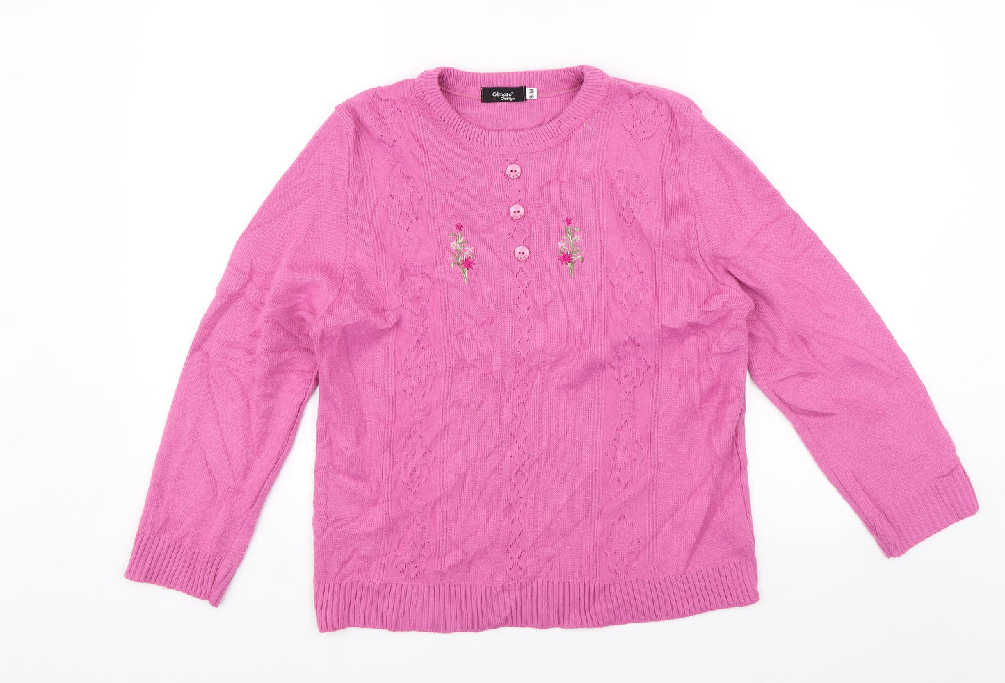 Glimpse Design Womens Pink   Pullover Jumper Size S
