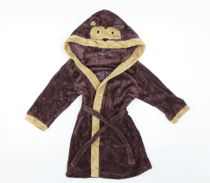 Tu Boys Brown Solid   Robe Size 3-4 Years  - Monkey