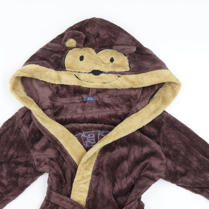Tu Boys Brown Solid   Robe Size 3-4 Years  - Monkey