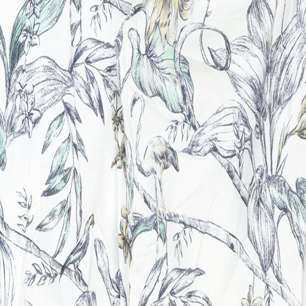 Zara Womens White Floral  Chino Trousers Size XS L24 in