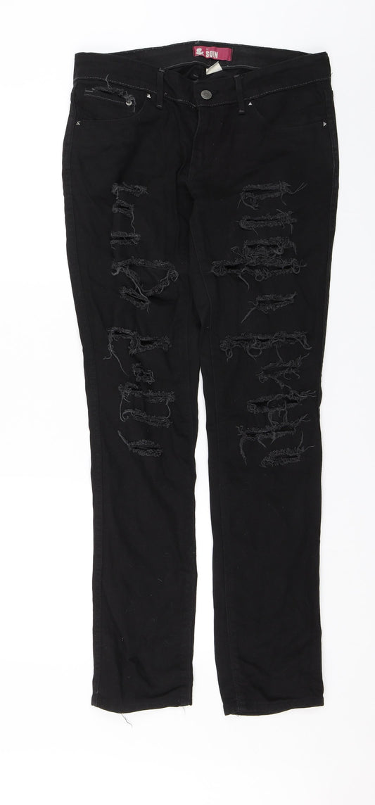 Fit Squin Womens Black  Denim Skinny Jeans Size 30 in L30 in