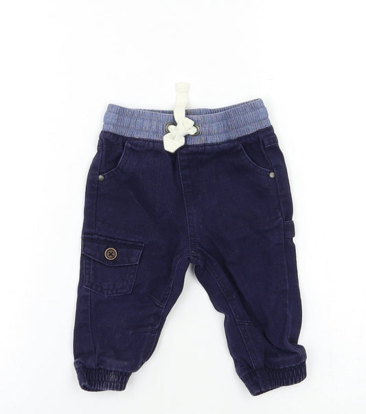 Matalan Baby Blue   Cargo Trousers Size 3-6 Months