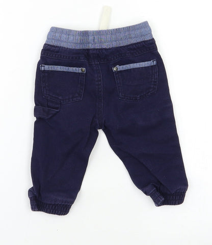 Back view of Matalan Baby Blue Cargo Trousers, size 3-6, Months