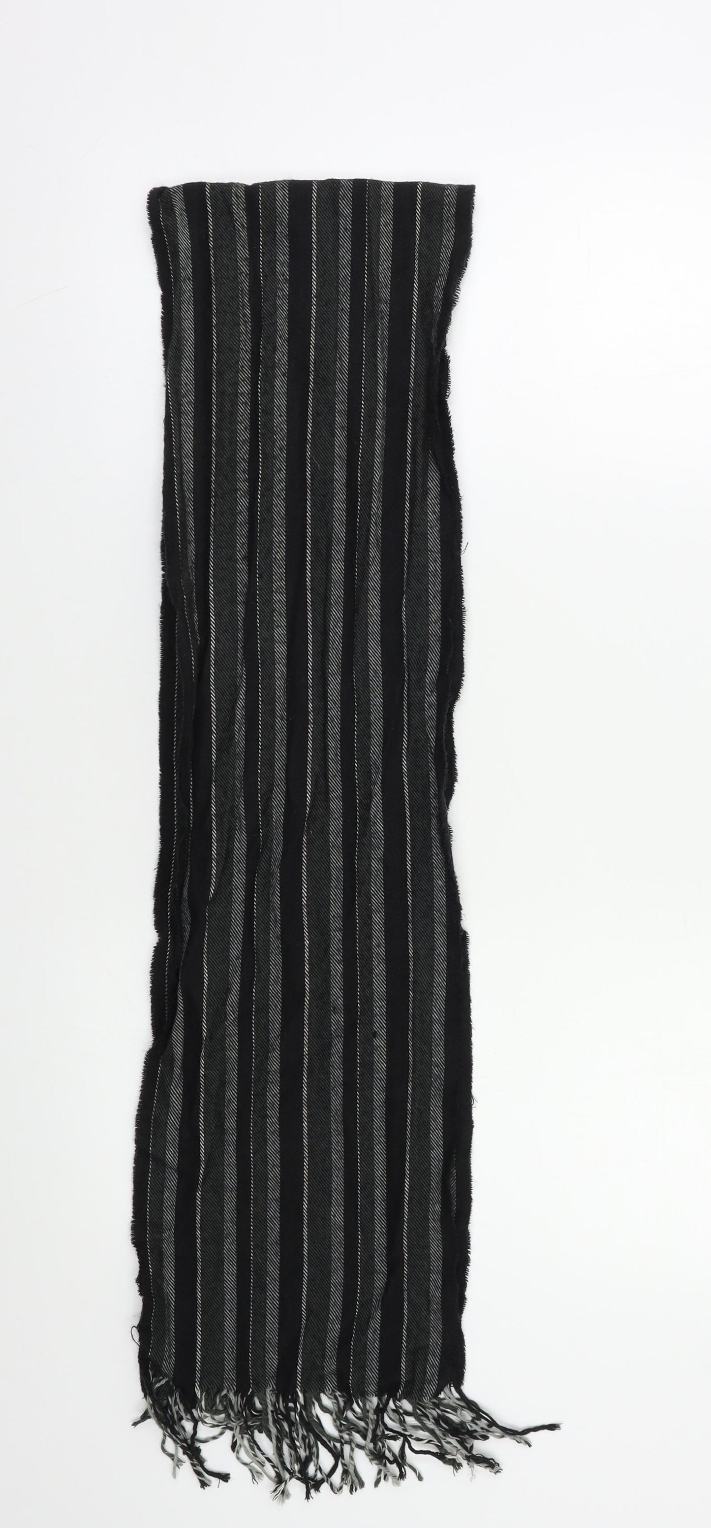 Preworn Mens Black Striped  Scarf  Size Regular