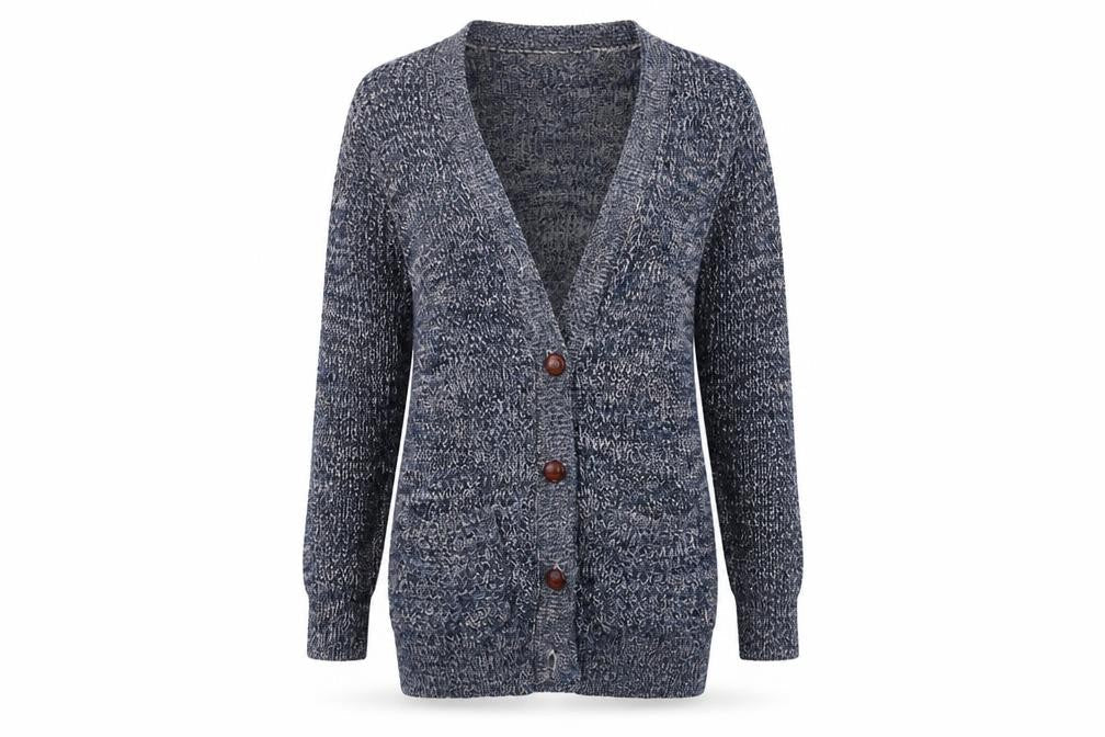 Brave Soul Womens Blue Herringbone  Full Zip Jumper Size S