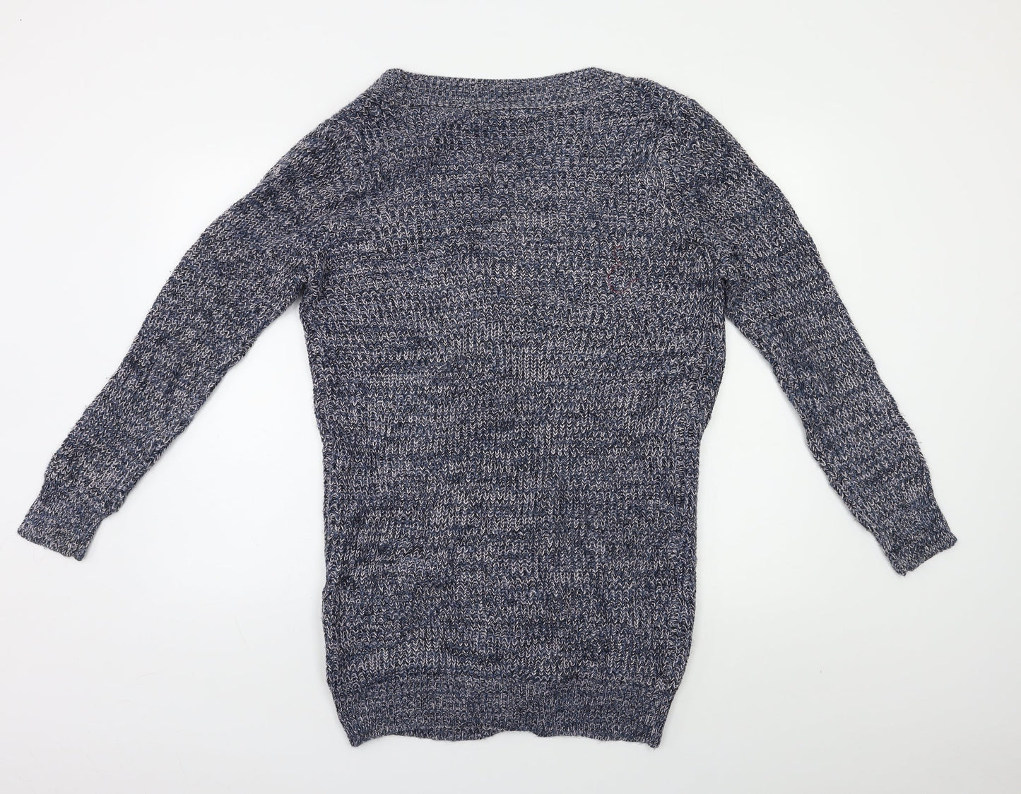Brave Soul Womens Blue Herringbone  Full Zip Jumper Size S