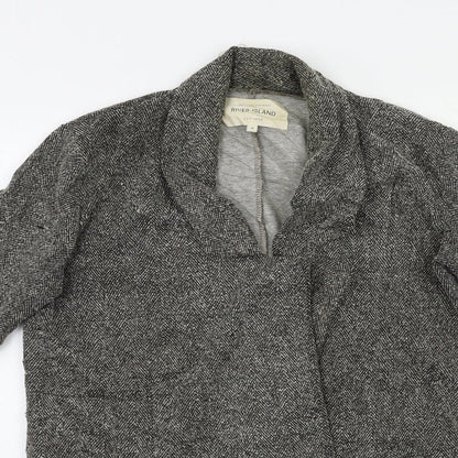 River Island Womens Grey Herringbone  Overcoat Blazer Size 8
