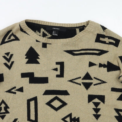 Preloved FOREVER 21 Womens Beige Geometric  Pullover Jumper Size S - Detail