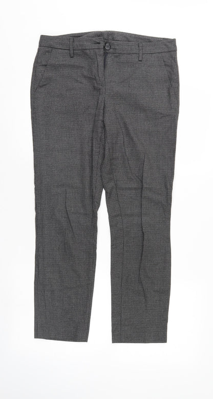 Preloved Benneton Womens Grey Herringbone  Trousers  Size 10 L26 in - Front