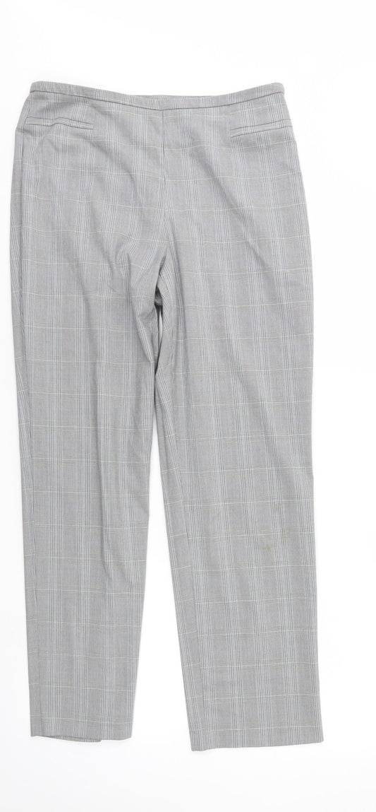 Marks and Spencer Womens Grey Check  Trousers  Size 12 L28 in
