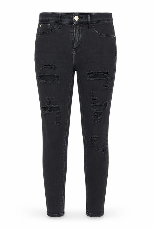 River Island Womens Black  Denim Tapered Jeans Size 10 L28 in
