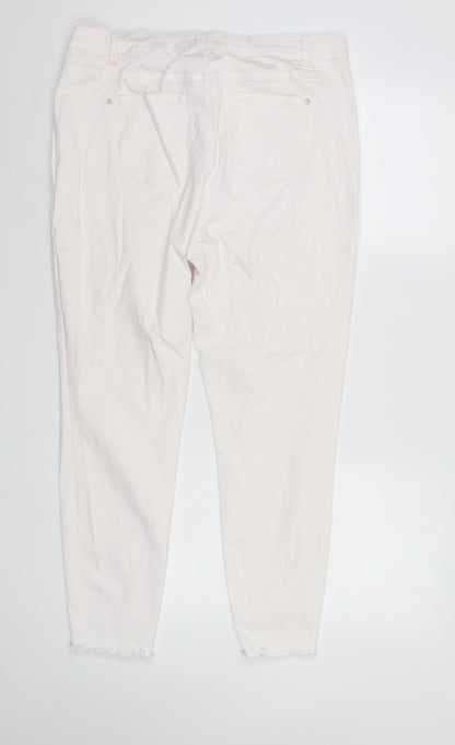 Back view of /Denim women’s white denim tapered jeans, size UK 18, 27-inch leg