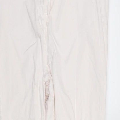 Close-up detail of /Denim women’s white denim tapered jeans, size UK 18, 27-inch leg