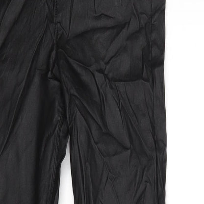 Close-up detail of Denimco women’s black trousers, size UK 12, 27-inch leg