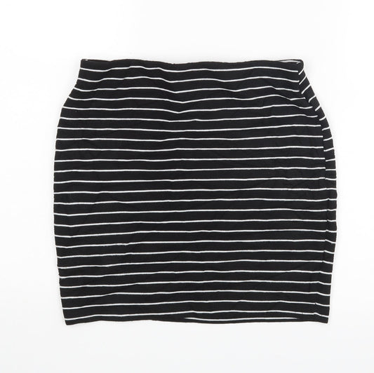 Zara Womens Black Striped  Mini Skirt