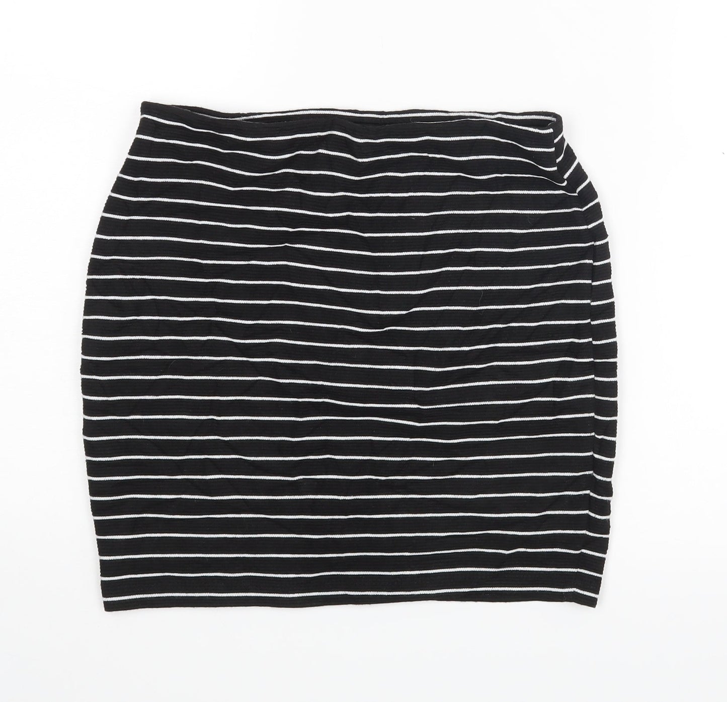 Zara Womens Black Striped  Mini Skirt