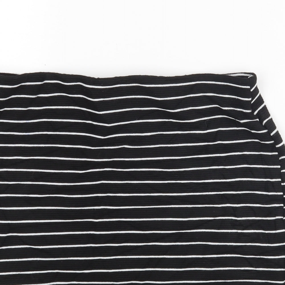 Zara Womens Black Striped  Mini Skirt