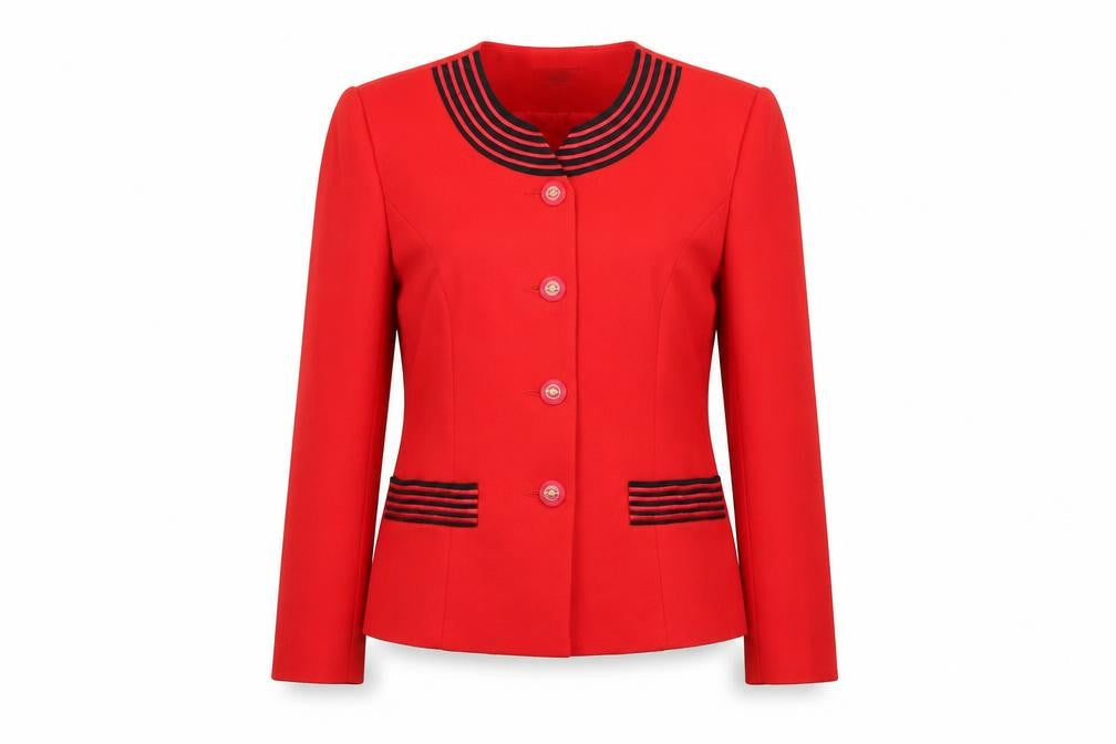 sandy tai Womens Red Striped  Jacket Blazer Size S