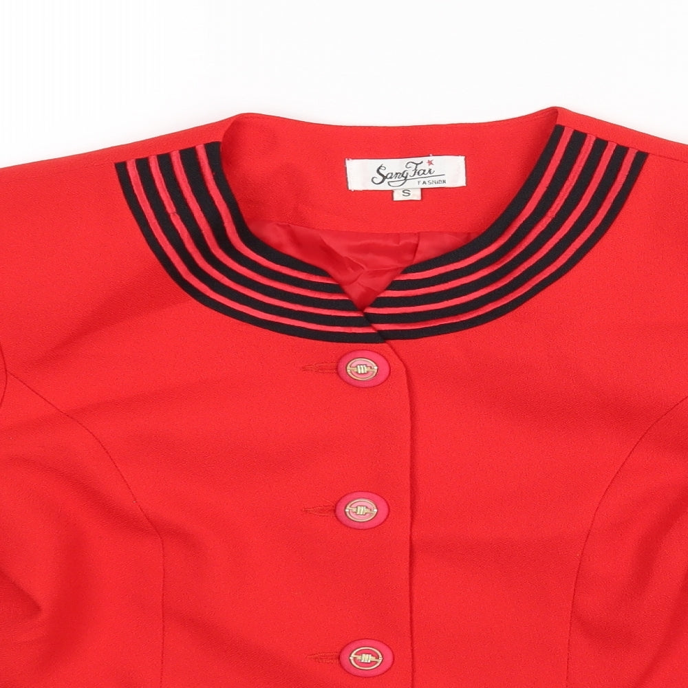 sandy tai Womens Red Striped  Jacket Blazer Size S