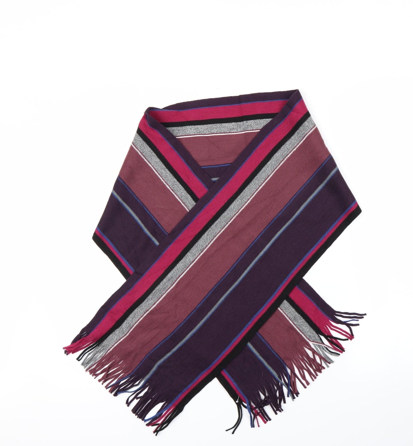 Preworn Womens Purple Striped Fleece  Scarf