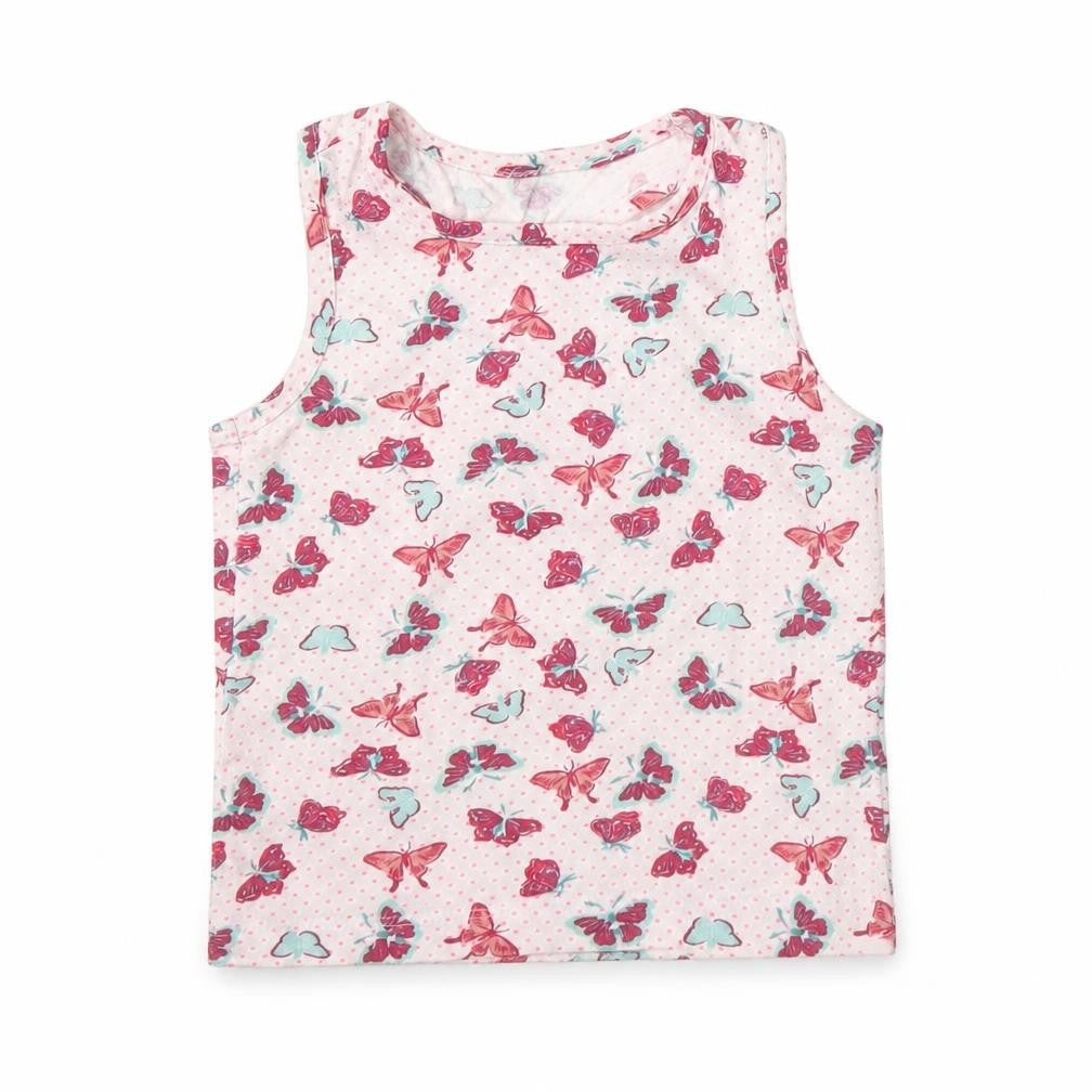 Young Dimension Girls White Animal Print  Basic Tank Size 2 Years  - butteflies