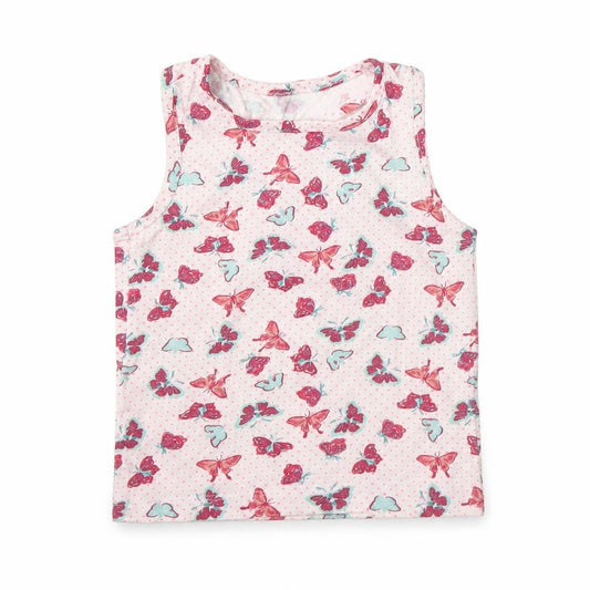 Young Dimension Girls White Animal Print  Basic Tank Size 2 Years  - butteflies